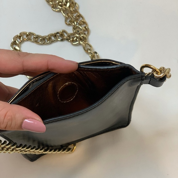 RARE TO FIND MK Studded Leather Crossbody Phone Bag adjustable Golden Chain - Picture 7 of 12